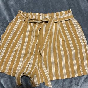 high waisted paper bag shorts